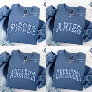 Zodiac Sweatshirt - Indigo Blueology Graph, Zodiac Sweatshirt, Cute Horoscope Astric Sweatshirt, Unisex Crewneck Sweatshirt, Personalized Zodiac Energy Gift for Birthday, Star Sign Lovers, Celestial Sweatshirt