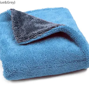 Ultra Absorbent Twisted Loop Towel - Blue & Grey, Soft Fabric for Cleansing and Drying