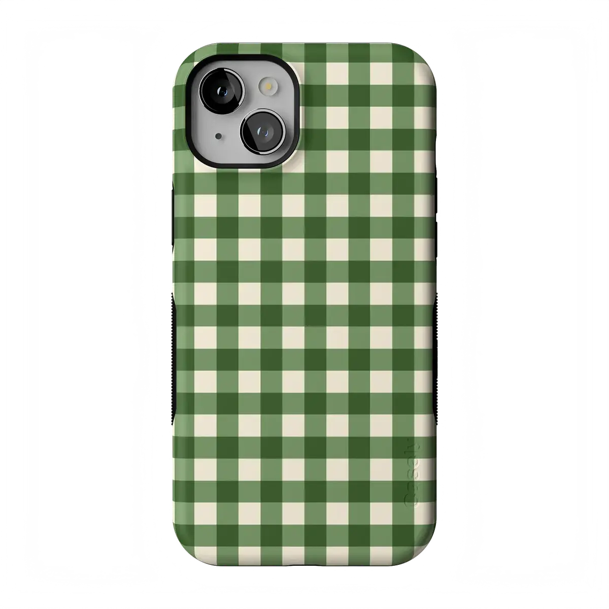Casely iPhone 15 Case | Checked Twice | Green Plaid | Bold Protective Design | Compatible with MagSafe