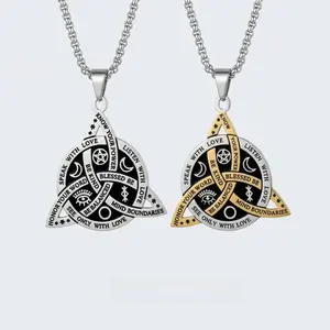 FringeFlutter Stainless Steel Norse Rune Celtic Knot Necklace, Durable Protective Accessory for Men and Women, Suitable for Daily Wear & Various Occasions