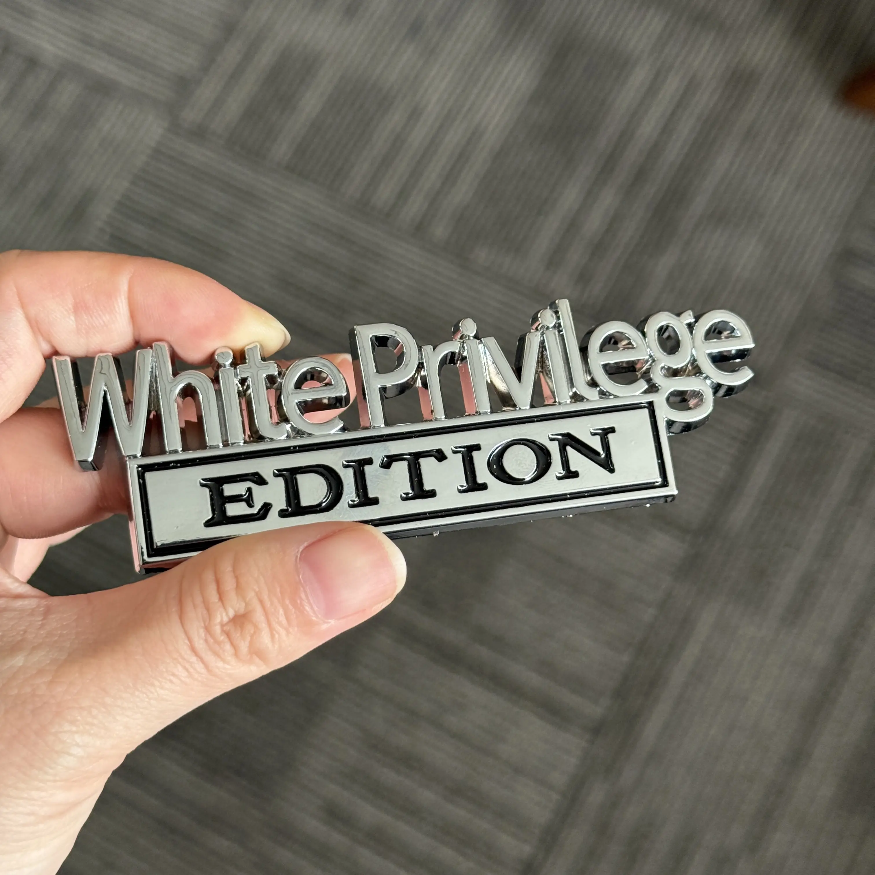 White Privilege Edition 3D Emblem Sticker Badge, Funny Decals for Car, Truck, SUV, Motorcycle