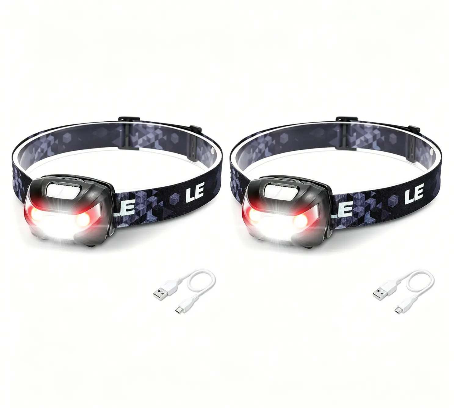 LEPRO LED Rechargeable Headlamp - High Lumen, Cordless Portable, 5 Modes, IPX4 Waterproof, Red Light, USB Cable, Long Range, LED Lights, Outdoor Gadgets for Camping (Home Improvement & Outdoor Lighting Accessory)