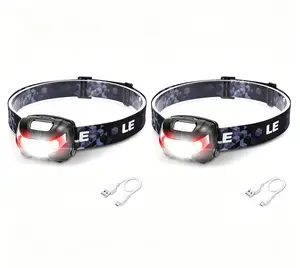 LEPRO Rechargeable LED Flashlight Headlamp - High Brightness Cordless Portable Headlamp with 5 Modes, IPX4 Waterproof, Red Light, USB Cable for Camping Accessories