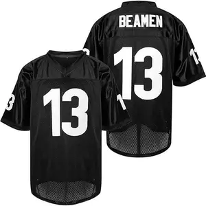 #13 Black American Football Embroidered Retro Jersey - Heavyweight Game Role, Casual Sports T-Shirt for Men & Women, Enlarged Widened Loose Pullover with V-Neck, Breathable Mesh Back & Short Sleeve Design, Football Jersey