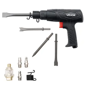 VEVOR Air Hammer, 2500-2700BPM Pneumatic Hammer with 2.76-inch Stroke & 4PCS 6.7" Long Barrel Chisels, Pistol-Grip Compact Air Chisel Pneumatic Shovel Tool for Cutting Scraping Demolishing, 4 Chisels Set, Aluminum Alloy