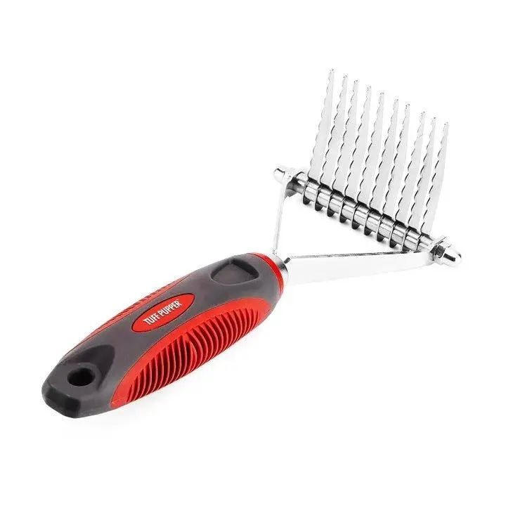PetFusion Undercoat Dematting Rake with Rubber Grip & Reversible Blade for Thick Coats Gentle on Skin