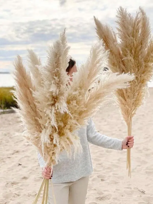40-Inch Natural Dried Pampas Grass Bouquet - Fluffy Boho Minimalist Decor Plants, 16/20 Stems for Entryway, Table Decoration, Farmhouse Home Styling