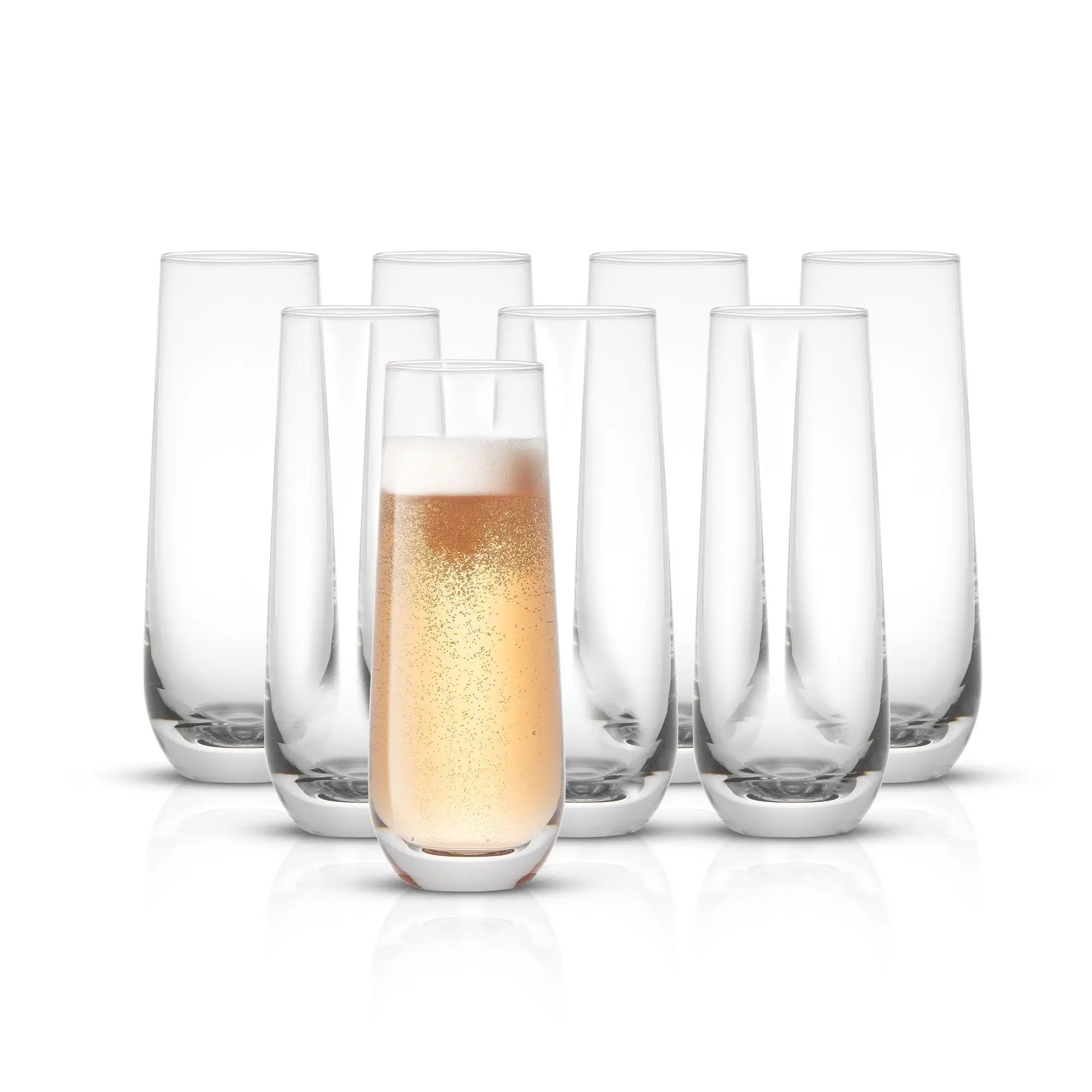 JoyJolt Set of (16) 9.4oz Milo Crystal Champagne Flute Glasses JoyJolt Set of (16) 9.4oz Milo Crystal Champagne Flute Glasses