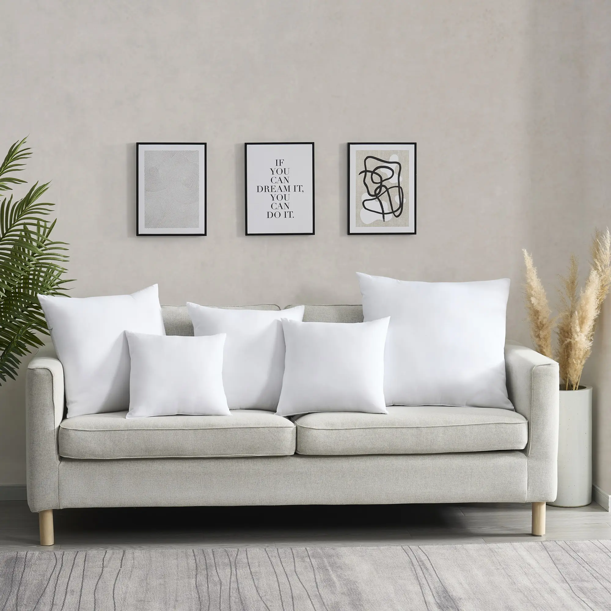 Throw Pillow Insert Set - Soft Durable Polyester Fabric, Available in Various Sizes