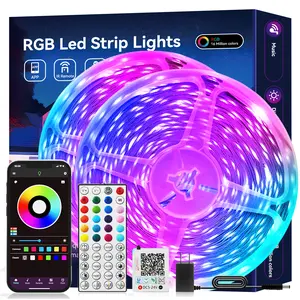 100FT 50FT Smart LED Strip Lights Sync to Music with 44 Key Remote Controller & App Control RGB LED Lights for Bedroom Christmas Decor