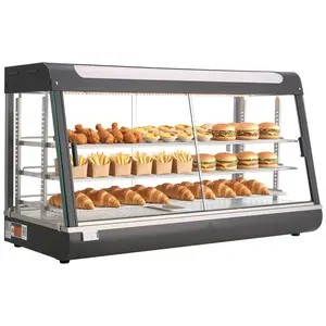 【Summervibes】VEVOR 3-Tier Commercial Food Warmer Display, 1600W Food Display Warmer with LED Light, Top Storage and Adjustable Shelves, 86℉~185℉ Steam Heating, 190Qt/180L for Hamburger, Pizza, Bread, Fried Chicken