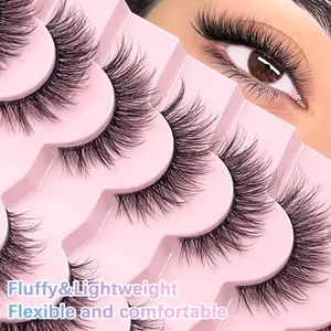 7 Pairs False Eyelashes Fluffy Cluster Lashes Natural Look Lashes With Clear Band Faux Mink Lashes Fake Eyelashes Three-Dimensional Strip Lashes For Daily Wear Cosmetic