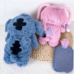 A doll that brings you warmth Cartoon plush water hand warm New Year gift thickened new cute Thermal Bottle Blue Pastel