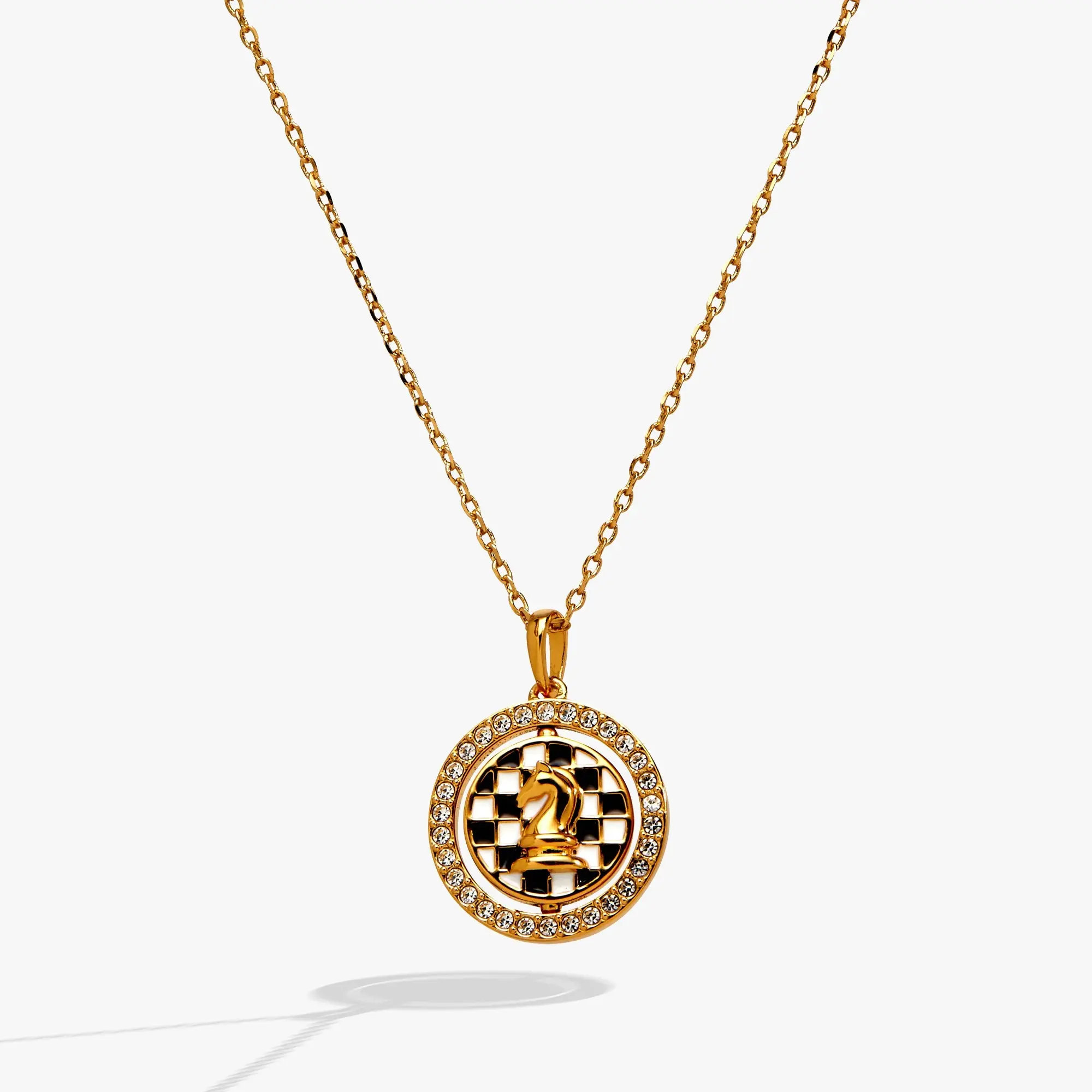 'Always Think One Move Ahead' Chess Spinner Pendant Necklace – Gold