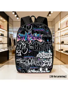 A Stylish Graffiti-Printed Backpack That Is Lightweight And Spacious, Featuring Adjustable Shoulder Straps And Side Pockets. Perfect for Everyday Use, Commuting, And Various Activities. Great for Hiking, Climbing, And Adventures