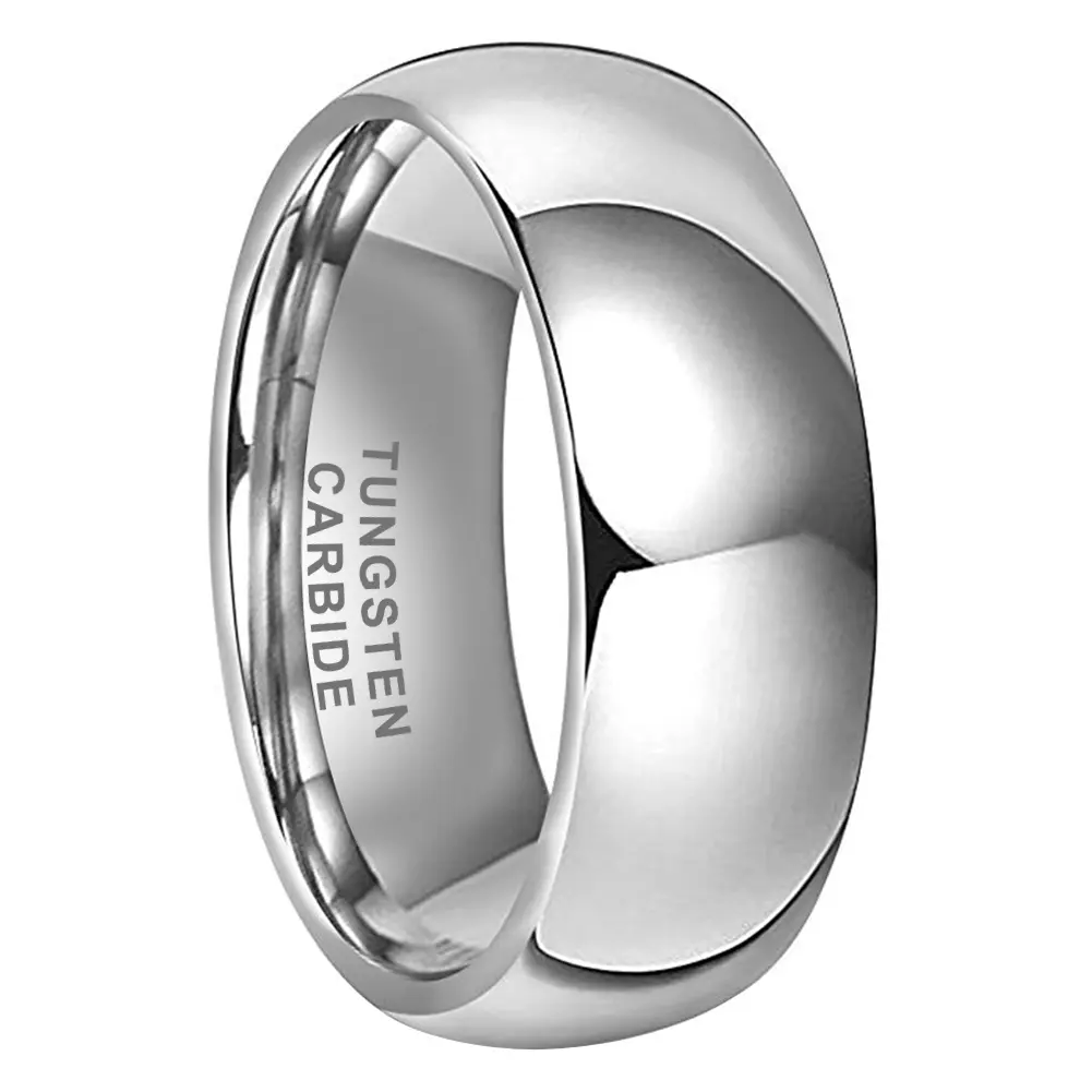 Men's 8MM Tungsten Wedding Band - Elegant Domed Polished Ring with Comfort-Fit for Anniversary and Everyday Wear, Tungsten Carbide, Domed Finish