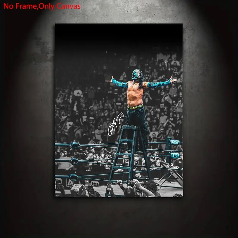 1 Piece/Set Frameless Canvas Painting Print Poster, Unframed Wall Art, Classic Realistic Portrait Pop Art, Modern Art Design, Superstar Jeff Hardy, Gift For Professional Wrestling Lovers, Bedroom, Living Room, Mural, Wall Decoration, Room Decor