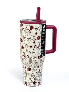 HydroJug 40oz straw cup, made of stainless steel, with a red handle and straw cap. Easy to hold, suitable for car cup holders. Ideal for commuting, exercising and outings. tiktokshopspringglowup leak proof travel cup outdoorfun
