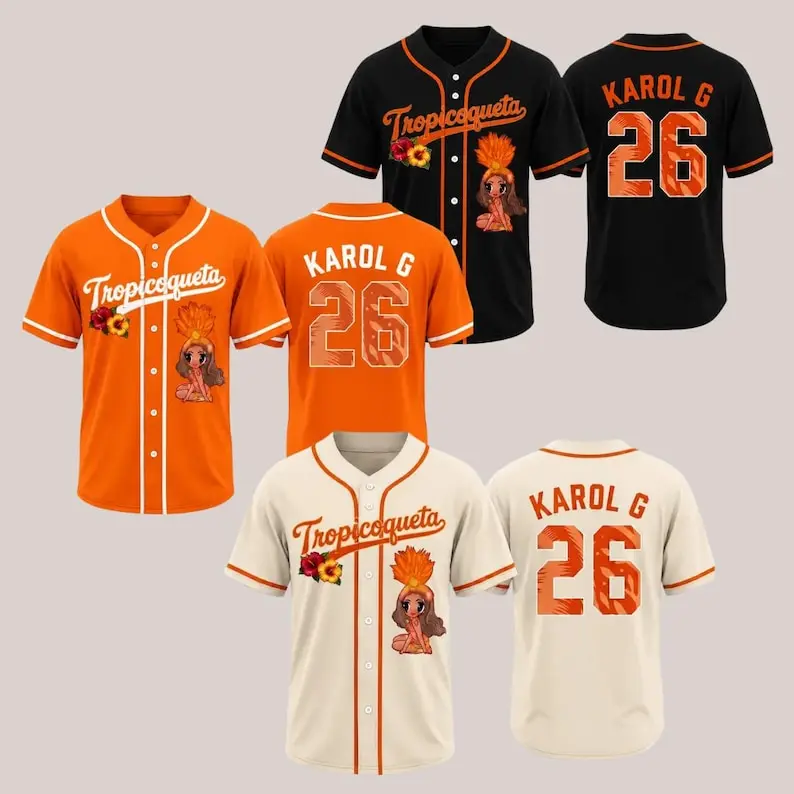 Latin Music Tour Baseball Jersey Button Down Sport Shirt Tropical Concert Fan Apparel Summer Festival Gift for Men Women