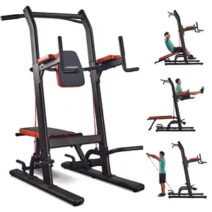 HARISON Multifunction Power Tower with Bench Pull Up Bar Dip Station for Home Gym Workout Strength Training Fitness Equipment(TKHR-408) Home Gym Kit Exercise Machine