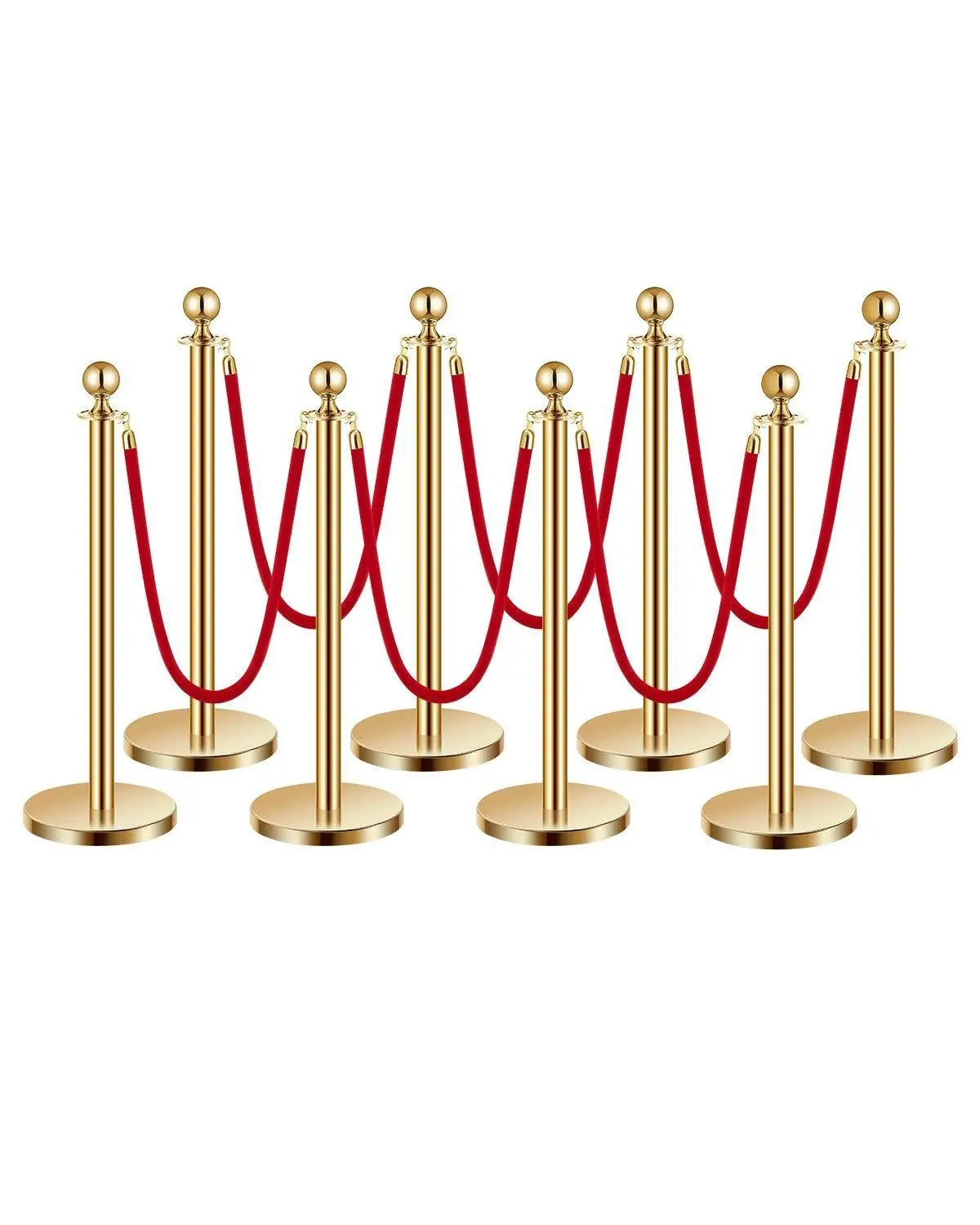 【SummerFinds】VEVOR Stanchions and Velvet Ropes 8Pcs,  , Hollow Base with Stainless Steel Post, 6 Red Velvet Ropes and Posts, Crowd Control Barriers Gold Stanchions, Red Carpet Runner Poles for Party Supplies