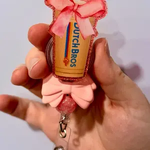 Dutch Coffee Beaded Badge Reel