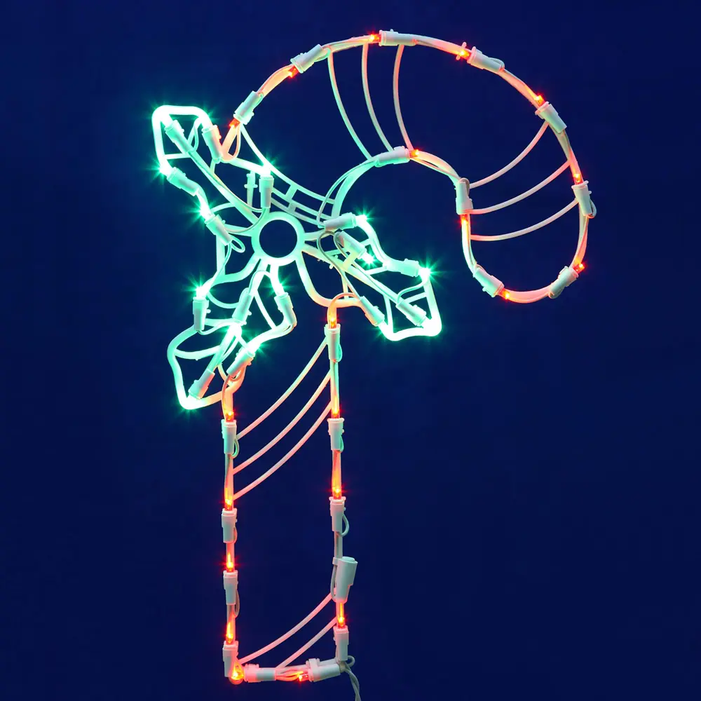 212 MAIN Christmas LED Candy Cane Window Decoration - Red and Green LED Lights, Wide Angle, 17x11 in, Festive Home Supplies for Indoor Window View, Indoors