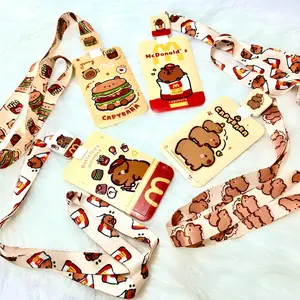 Cute Cartoon Pattern ID Card Holder & Lanyard, Badge Holder, Stylish ID Holder, Colorful Bag Accessory, Kpop Idol Card Holder, Adorable Gift