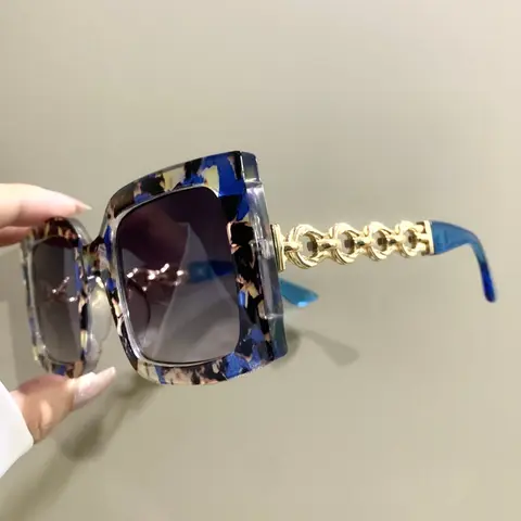 Fashion Square Patchwork Glasses, Stylish Glasses, Hollowed Novelty Metal Frame Legs Eyeglasses, Trendy Decorative Eyewear for Men and Women, Trendy Beach Eyewear, Stylish Shades