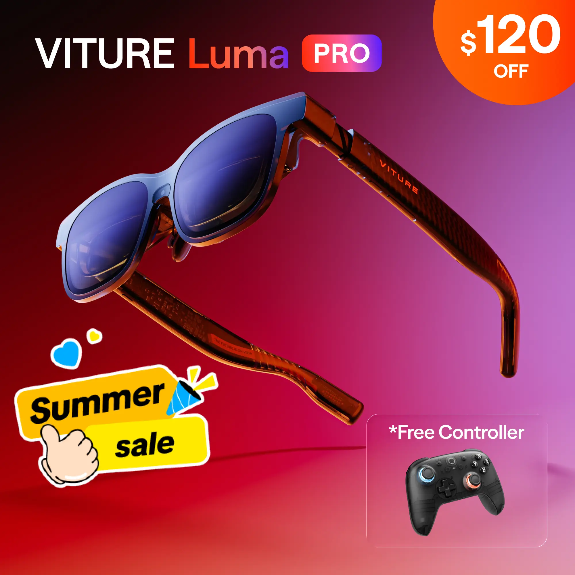 VITURE Luma Pro XR Glasses, Smart Glasses— 152” Crystal-Clear 1200p Display, 1000 Nits Brightness, Works with iPhone 16/15, Android, Mac, PC, Switch 2, PS5 & Steam Deck.,summerwins