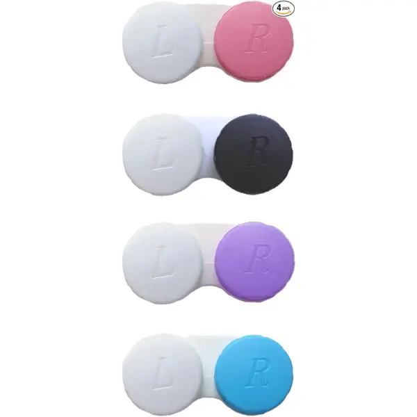 4 Pack Contact Lens Case Set Contact Lens Holder & Storage Containers Leakproof Contact Lens Soak Case with Screw Top Lids Portable Travel Contact Lens Organizer