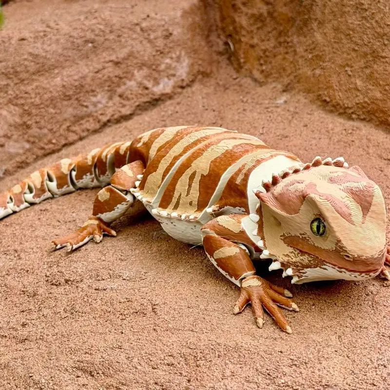 3D Printed Articulated Bearded Dragon – Flexible Realistic Lizard Figurine | Handmade Desk Pet & Reptile Gift