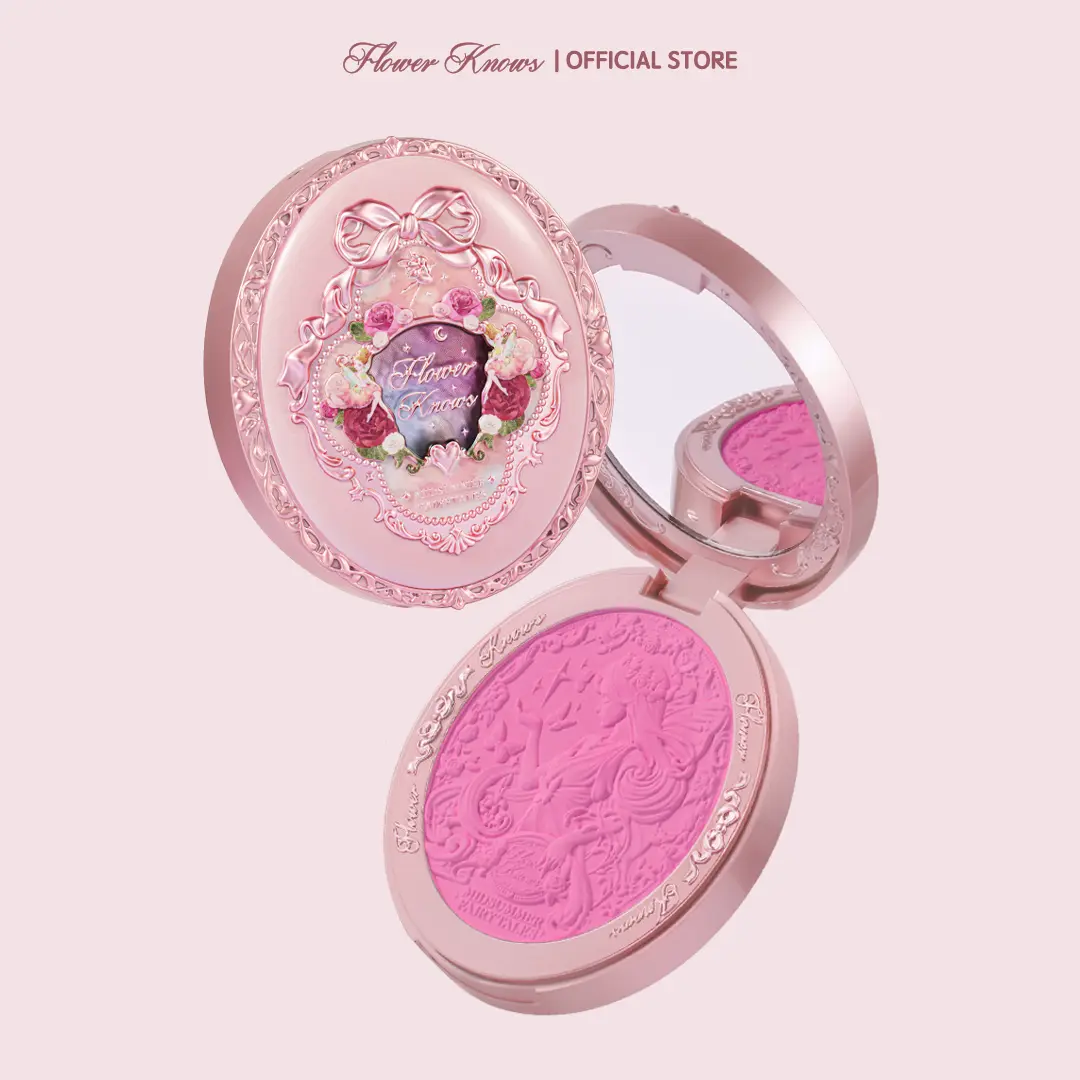 Flower Knows Midsummer Fairytales Collection Embossed Blush, Floral Velvet Embossed Blush Powder, Brightening Velvet Blush Makeup for All Skin Types, #summerwins, #DealsForYouDays