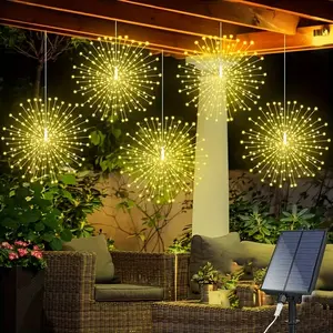 Solar Powered LED Outdoor Hanging Starburst Light, Solar Landscape Lights, 8 Flash Modes, Water Resistant, Garden Patio Home Wedding Christmas Decorations