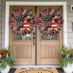 Patriotic Independence Day Wreath - National Flag Themed Front Door Decoration
