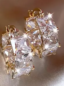 S925 Sterling Silver Rhinestone Decor Dangle Earrings, Elegant Minimalist Earrings, High Quality Earrings, Fashion Jewelry for Party, Daily Clothing Decor, Trendy All-match & Exquisite Jewelry for Birthday Gift