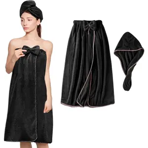 Women Bath Towel Wrap - Adjustable Soft Microfiber Shower After Body Wraps with Hair Drying Towel Absorbent & Quick Drying for Gym Shower, Beach, Spa, Sauna Cotton