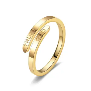 Trust God Adjustable Ring for Women Men, Stainless Steel Christian Faith Jewelry, Inspirational Encouragement Gift for Birthday Christmas Graduation