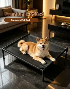 Large Breed Elevated Dog Bed, Breathable Mesh Cot for Big Dogs, Sturdy Off-Ground Pet Bed with Non-Slip Feet, Perfect for Home & Camping textilene cama para perros teslin steel metal frame