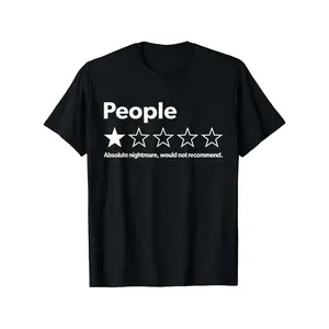 Unisex Adults Short Sleeve Black T Shirt Funny Review One Star Suitable for Men and Women Outdoor Cotton
