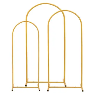 Gold Metal Wedding Arch Backdrop Stand Set of 2/3, 7.2FT 6.6FT 6FT Balloon Arch Frame for Wedding Ceremony, Baby Shower, Bridal Shower & Birthday Party Decorations, Heavy Duty Backdrop Stand for Flowers, Balloons & Event Decor
