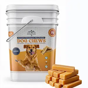 MilanTails Large Himalayan Cheese Dog Chews, 75-Count 16 LB Bucket Value Pack, Milk-Based Odorless All-Natural High-Protein Treats for Aggressive Chewers, Supports Bone Support & Teeth Strength (Original)