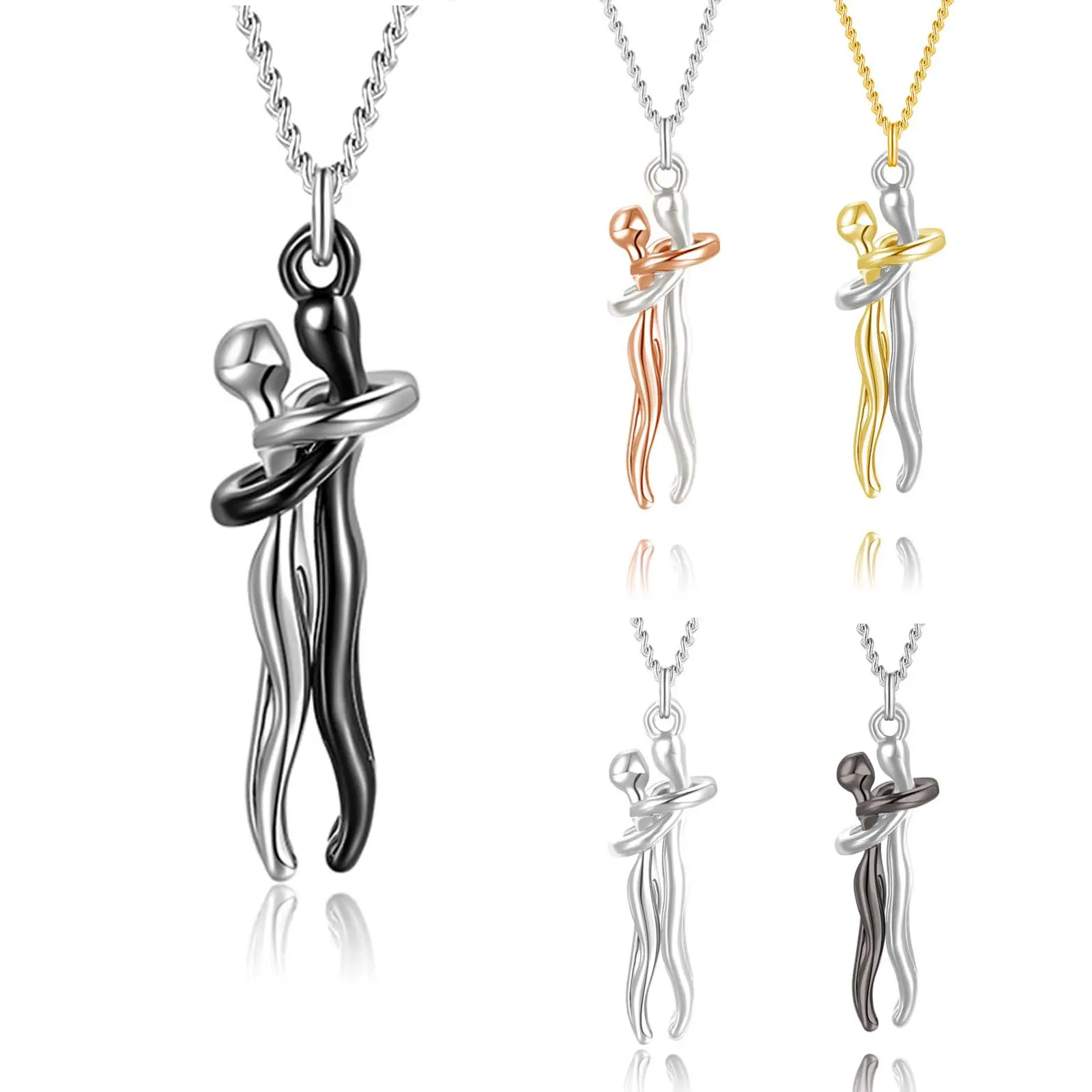 Multiple colors available Couple hug necklace bracelet 19.68in alloy unisex daily gift