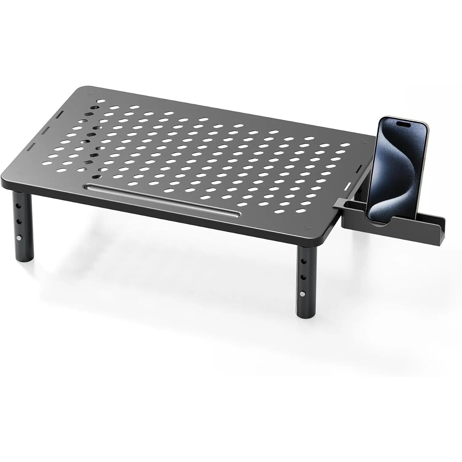 Computer Monitor Stand Riser for Desk, 3 Height Adjustable PC Laptop TV Desktop Monitor Stand Shelf, Metal Printer Table with Phone Holder, Stand Riser for Desk, Office Desk Organizers and Accessories