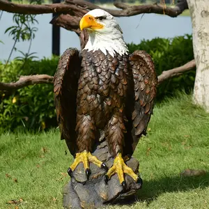Eyisean 24.4"H Resin American Eagle Statue - Artisan Hand-Painted, Lifelike, All-Weather Home Decor for Patriots, Thoughtful Gift with Commanding Presence (Garden, Office Use)
