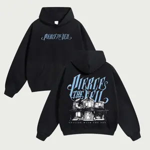 Unisex P-ierce The Veil Band Hoodie For Autumn Winter Thick Warm Retro Print Versatile For Ins Street Style Couples Outfits Top Choice For Boyfriend Gift Fabric Menswear Casual Fit Great Gift Option