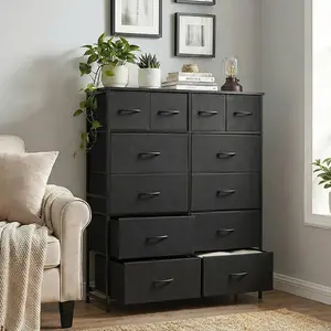 DUMOS 12-Drawer Fabric Dresser - Practical Bedroom Storage Cabinet, Home & Office Room Storage Organization Solution, Removable Fabric Drawer, Multiple Storage Drawers