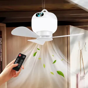 Portable USB Rechargeable Fan Light, Remote Control Hanging Fan with LED Light, Hanging Fan with Brushless Motor for Outdoor Camping