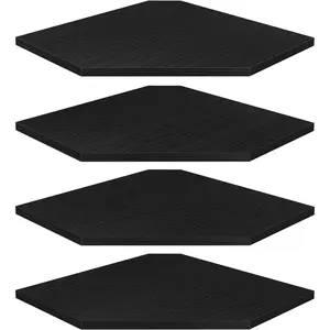 Corner Floating Shelves, Corner Shelves Wall Mounted with Cord Hole, 4 Tier  Shape Corner Hanging Shelving for Wall Storage, for  Box, TV Cords, Books, , Black