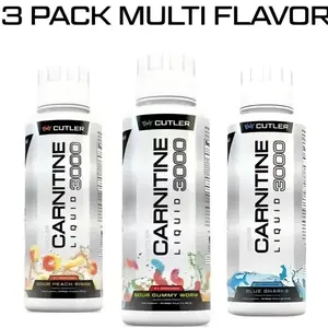 Cutler Nutrition 3 Pack Multi Flavor Carnitine Liquid 3000Energy Sport Beverage Drink Variety Pack